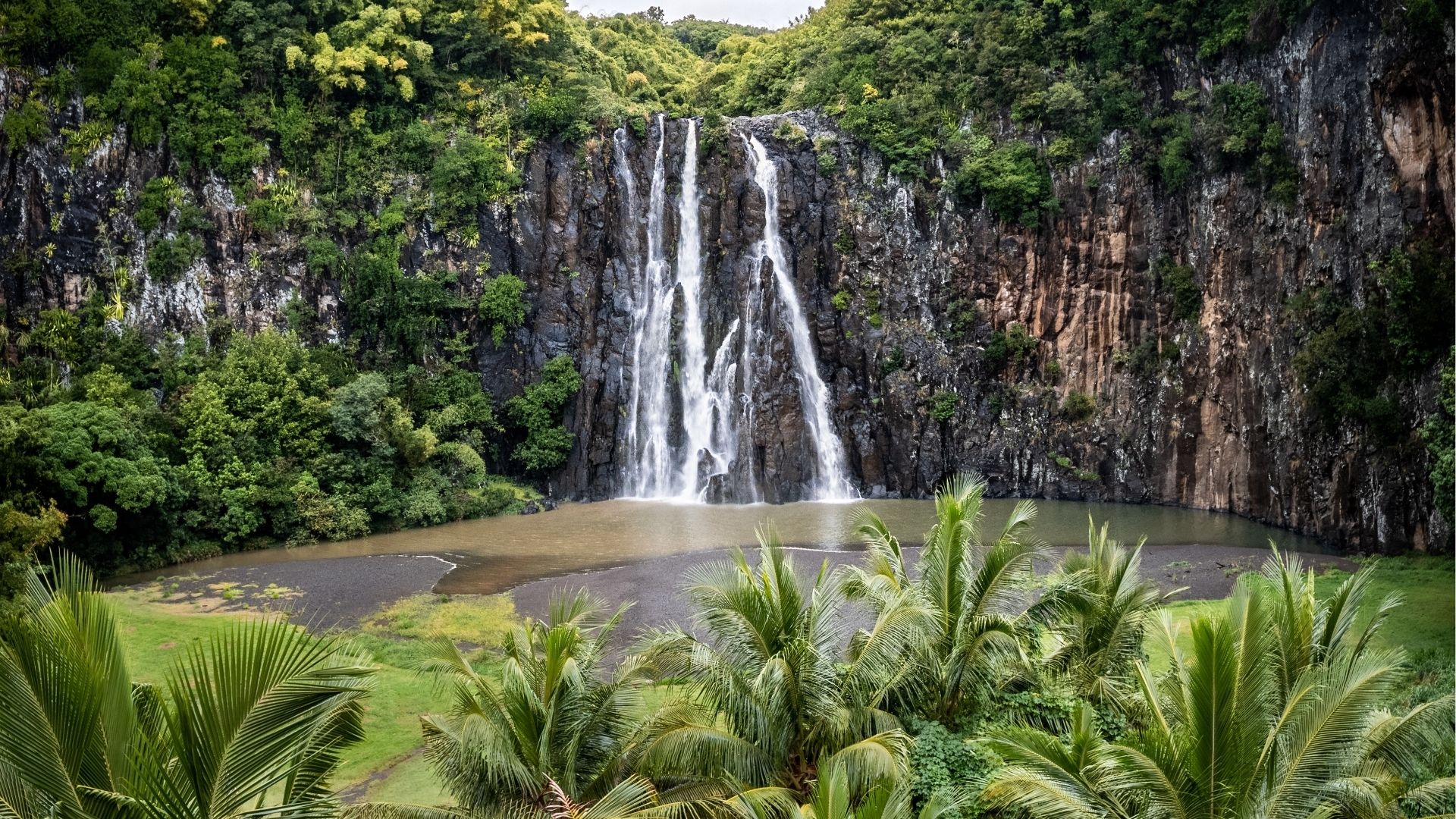 cascade Niagara à Sainte-Suzanne entourée de végétation tropicale