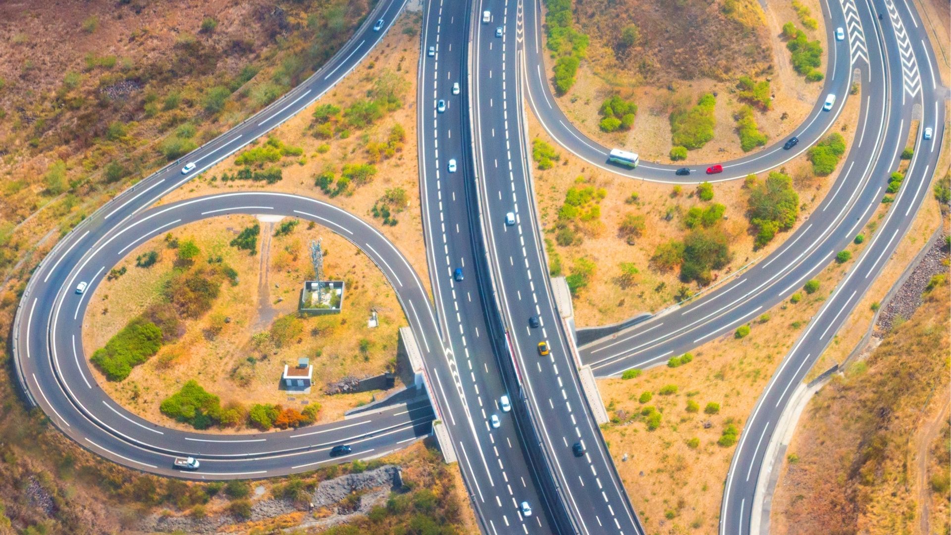 Vue aérienne de l’échangeur routier de Saint-Paul à La Réunion
